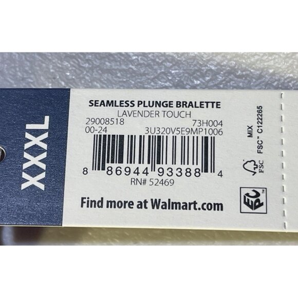 No Boundaries XXXL Seamless Plunge Bralette Lavender Touch Removable Padding - Picture 6 of 9